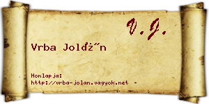 Vrba Jolán névjegykártya