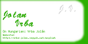 jolan vrba business card